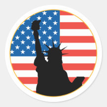 Statue Of Liberty Patriotic Design Round Stickers