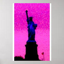 Statue of Liberty Pink Sky Freedom Flame USA NYC Posters