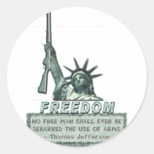 STATUE OF LIBERTY - T JEFFERSON QUOTE - FIREARMS STICKER