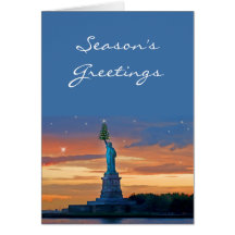 Statue of Liberty with Christmas Tree Cards