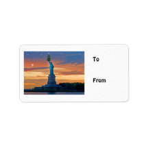 Statue of Liberty with Christmas Tree Address Label