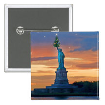 Statue of Liberty with Christmas Tree Pin
