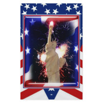 Statue of Liberty with Fireworks for 4th of July Personalized Stationery