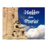 Statue on a bridge across the Seine Postcard