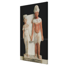 Statuette of Amenophis IV  and Nefertiti Stretched Canvas Print