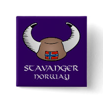 Stavanger Norway Viking Hat Pinback Button
