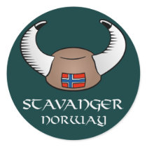 Stavanger Norway Viking Hat Round Sticker