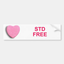 STD FREE CANDY HEART BUMPER STICKER