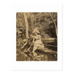 Stealing a Kiss Vintage Fishing Lovers Postcard