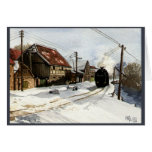 Steam Engine Winter Dream Greeting Cards