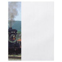 Steam Locomotive 3254 Coming into Train Yard Flyer Design