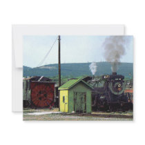 Steam Locomotive 3254 Coming into Train Yard Invite