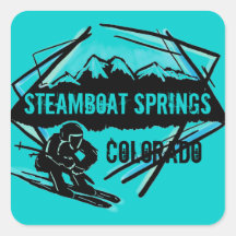 Steamboat Springs Colorado teal ski stickers