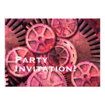 Steampink Steampunk Gears Custom Invitations