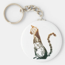 Steampunk cat keychain