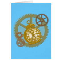 Steampunk Clock and Gears Cards