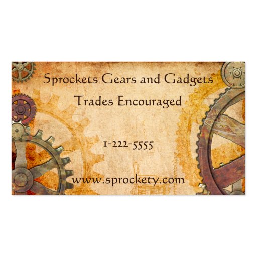 Steampunk Cogs and Gears Business Cards