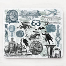 Steampunk Collage Colorized Mouse Pads
