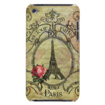 Steampunk Eiffel Tower Paris Red Rose Barely There iPod Cases