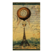 Steampunk Eiffel Tower Profile Business Cards