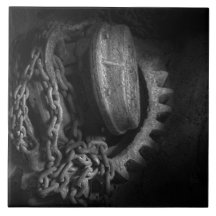 Steampunk - Gear - Hoist and chain Ceramic Tile
