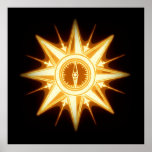 Steampunk Gold Compass Rose Altered Light Poster