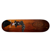 Steampunk Goth Girl & Clock Surreal Skateboard