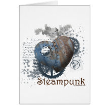 Steampunk love riveted heart card