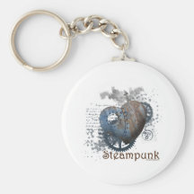 Steampunk love riveted heart keychains