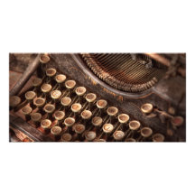 Steampunk - machine à écrire - trop tuckered au ty cartes de vœux avec photo