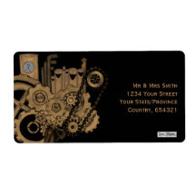 Steampunk Machinery (Brassy) Shipping Labels