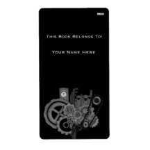 Steampunk Machinery (Monochrome) Custom Shipping Label