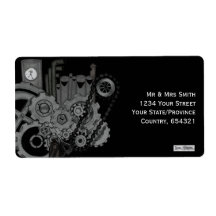 Steampunk Machinery (Monochrome) Personalized Shipping Label