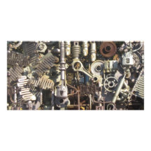 Steampunk machinery photo card template
