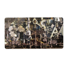 Steampunk machinery shipping labels