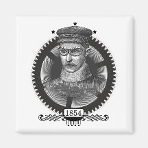 Steampunk Man with Goggles Print Fridge Magnets