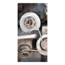 Steampunk nuts and bolts with wire personalized photo card