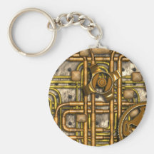 Steampunk Panel - Gears and Pipes - Brass Keychains