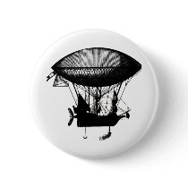 Steampunk pirate airship pin