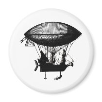 Steampunk pirate airship fridge magnets