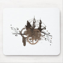 Steampunk pirate ship mousepad