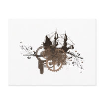 Steampunk pirate ship post cards