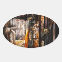 Steampunk - Plumbing - Pipes Oval Stickers