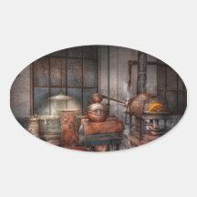 Steampunk - Private distillery Oval Stickers