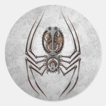 Steampunk Spider on Rough Steel Round Stickers