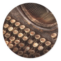 Steampunk - Typewriter - Too tuckered to type Round Sticker