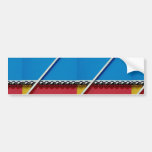Steel balls and rods on multicolored acrylic bumper stickers