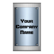 Steel Blue Metal Look Frame Business Cards