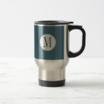 Steel Blue Pinstripe Single Monogram Mug