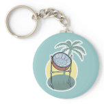 steel drum and palm tree design keychains